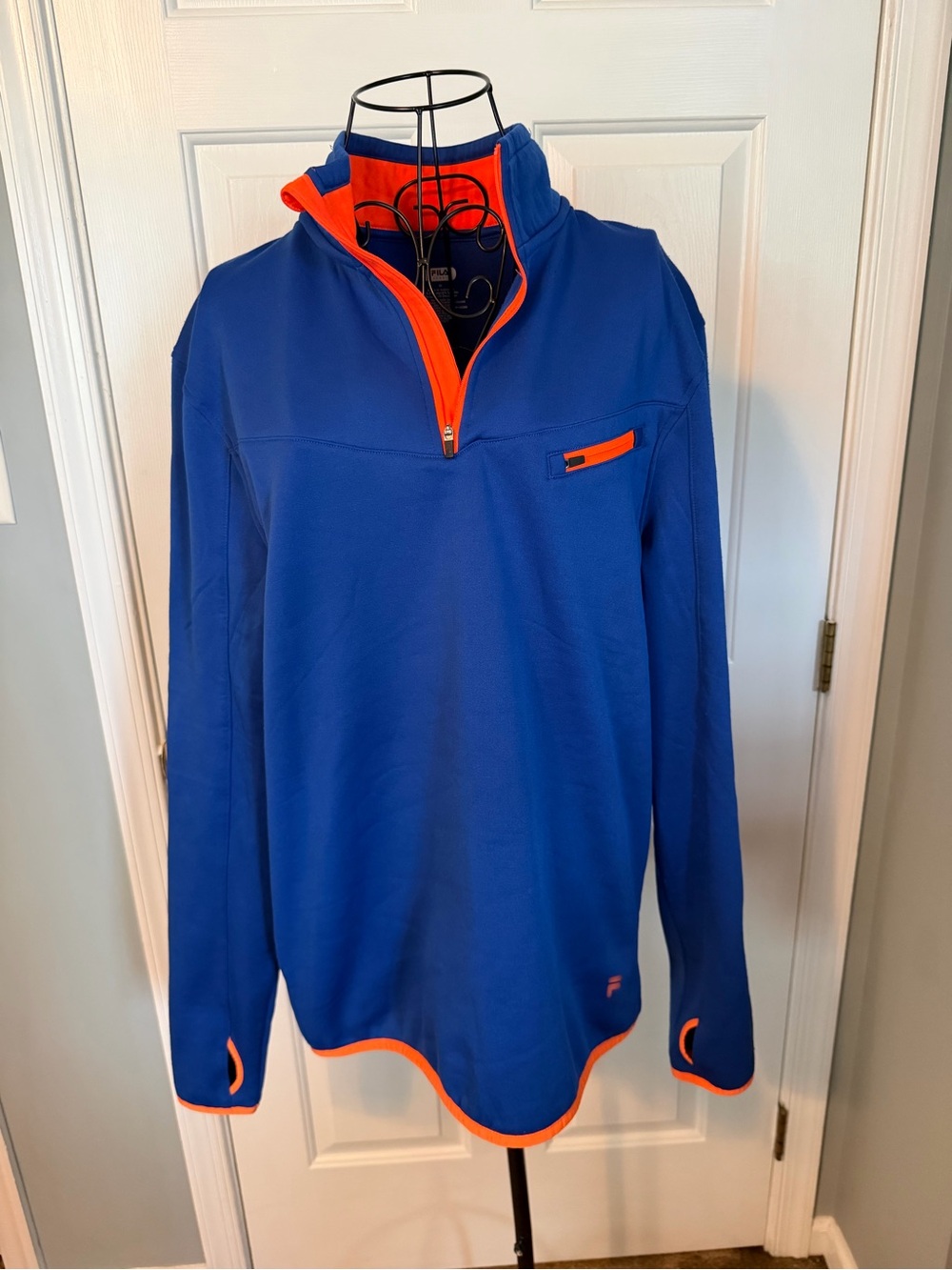 Fila Men's Royal Blue Zip-Up Pullover with Orange Accents